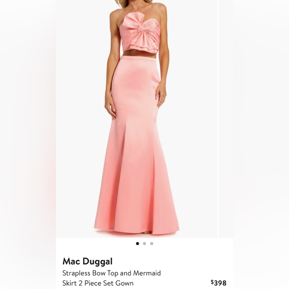 Mac Duggal Strapless Bow Top and Mermaid Skirt 2 Piece Set Gown